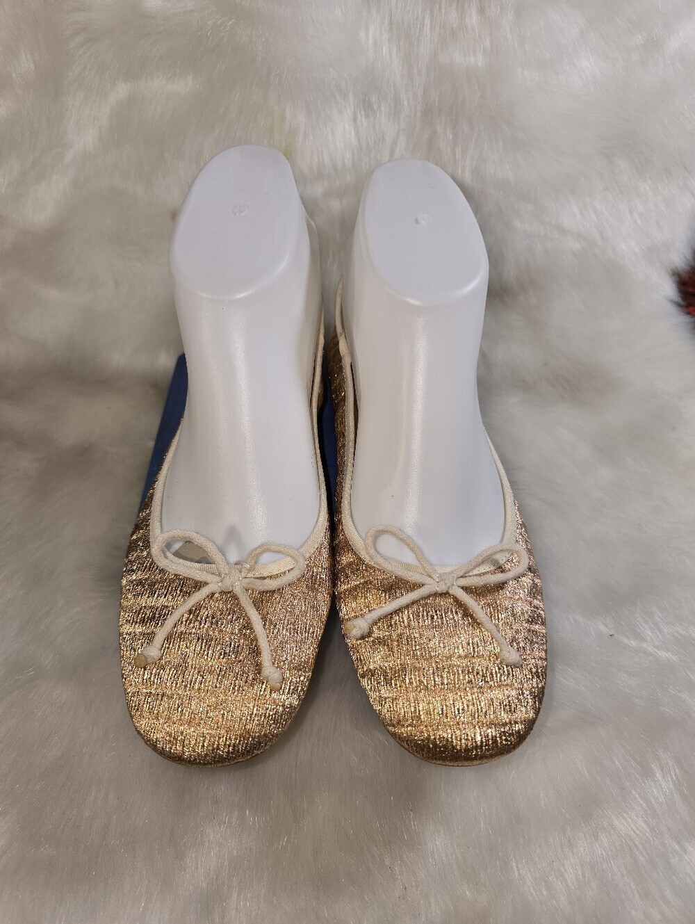 Zara Girls Shimmery Rose Gold Ballet Flats with Bow & Removable Ankle Ribbons - Picture 2 of 12